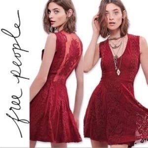 Free People Reign Over Me red lace dress size 0